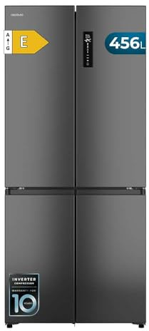Cecotec Frigorífico 4 Puertas Semi-Integrable Total No Frost Bolero CoolMarket 4D 456 SBI Dark E, Extra Capacidad Max 456 L, Alto 189 cm y 83 cm Ancho, MetalFlexCooling, Compresor Inverter Silencioso
