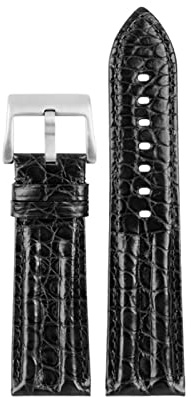 BIK 23mm Crocodile Watch Strap Watchband för Blancpain 5000 5015 Fathoms Watch Black Blue Soft rem fällbar spänne(Black-pin)