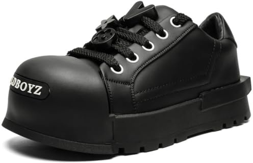 Lexamen Women's Casual Lace Up Non-Slip Shoes Trendy Streetwear Comfortable Shoes for Women Chunky Platform Sneakers (Black,12)