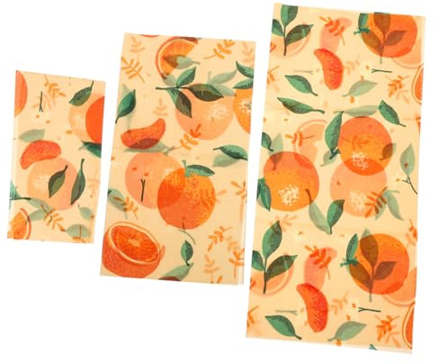 Cabilock Beeswax Cloth per Alimenti Riutilizzabile 3 Fogli in Cotone e Cera D’Api, Isola Cibo Dall’Aria, per Panini e Frutta