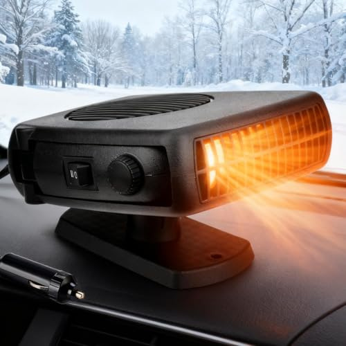 12V Portable Car Heater, Rechargeable Heater For Auto, Anti-Fog and Defroster Auto Windscreen Fan, 2 in 1 Fast Heating/Cooling Automobile Heating Demister Vehicle Fan Suitable for All Car