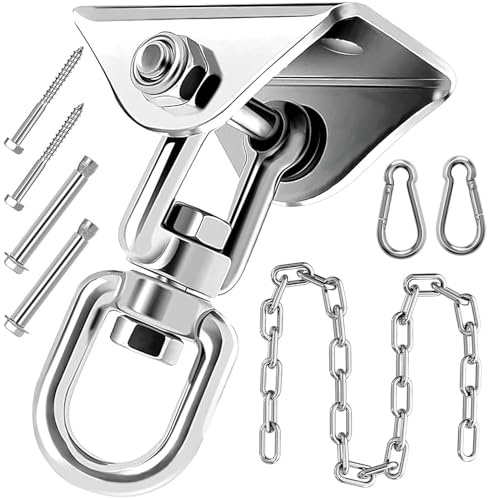 Set di ganci per amaca ad alta resistenza con catena a dondolo lunga 50 cm, in acciaio inox 304, portata 450 kg, gancio girevole a 360°, per sedia a dondolo, sacco da boxe, yoga, trapezio, per interni