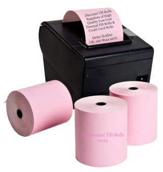 Lot de 20 rouleaux de papier thermique sans BPA Rose 80 mm