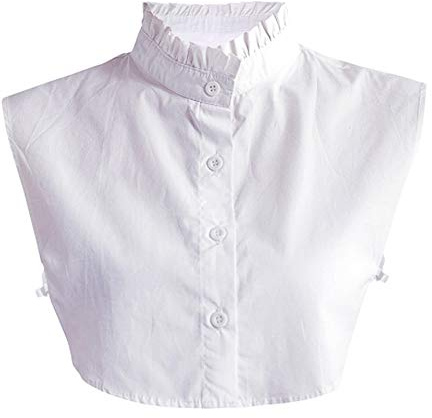 YAKEFJ Lady Half-Shirt Blouse Detachable Lace Chiffon Fake Collars Dicky Collar Faux Collar, 65white, One Size