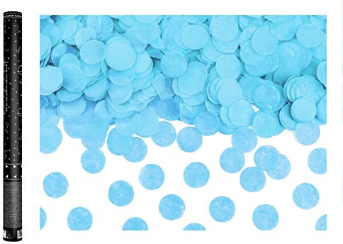 Konfettikanone 60cm Baby Geschlecht Junge Partypopper Babyparty Partykanone Papier blau