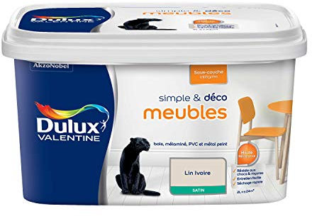 Dulux Valentine Simple & Déco Peinture intérieure de Rénovation - Pour vos meubles en bois, mélaminé, PVC, métal peint - Couleur : Lin Ivoire Satin - 2L - 5330465