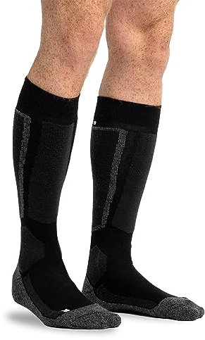 Snocks Thermo Skisocken Damen Herren mit gepolsterten Bereichen - Atmungsaktive Strümpfe für Wintersport - Wintersocken mit perfekter Passform und Wärmeisolierung - Gr. 47-50 - Farbe Schwarz