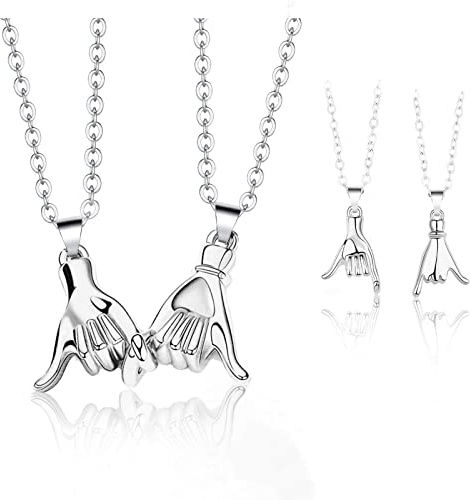 Siqian Matching Necklaces for Couples, 2 Pcs Pull Hook Pendant Necklaces, Romantic Gifts for Boyfriend, Girlfriend, Best Friend, or Soulmate, Him and Her Jewelry Set