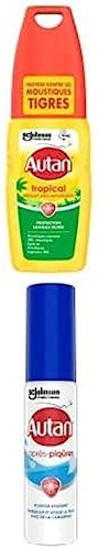 Lot Autan Tropical - 1 Spray Tropical Anti-Moustiques et Moustiques Tigres + 1 Gel Après Piqûres Apaisant à Base de Camomille