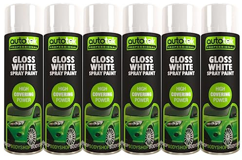 AutoTek Gloss White Muiti-Purpose Aerosol Spay Paint 500mlx6