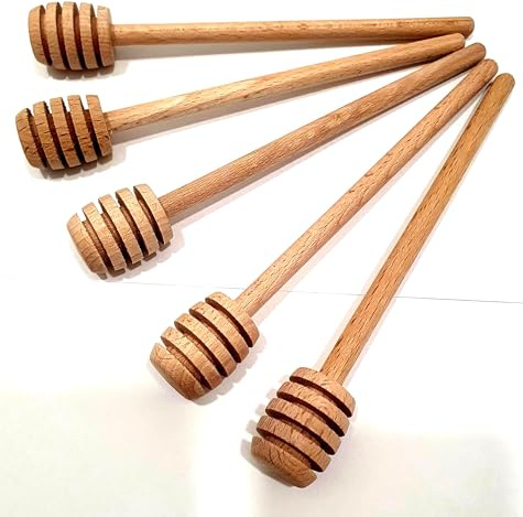 Cuchara de Madera de Haya para la Miel, 5 unidades, 18 cm.