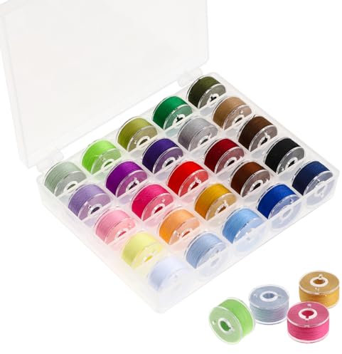 Jeffdad 25 Stück Nähgarn Set für Nähmaschine, 25 Farblich Nähfaden für Nähmaschine Nähmaschinengarn Set Nähmaschinen Spulen mit Spulenbox Nähmaschinen Zubehör für Meisten Hand und Nähmaschine