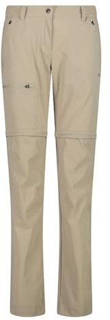 CMP Pantaloni Zip off da Treking con tascone Laterale Stretch da Donna - 34T5016 (IT, Testo, M, Regular, Regular, Sand)