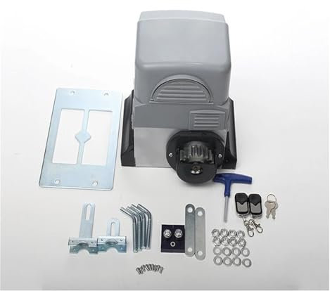 Kit de abridor automático de puerta corredera, Operador de Motor de puerta corredera automática, 2000kg, 230V, con estante de acero de 6m, 2 mandos a distancia, 1 fotocélula, 1 estroboscópico y 1 botó