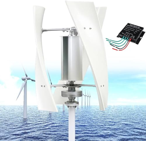 14000W Vindturbingenerator, Vertikal Vindturbin, 3 Blad Lågbrus 12V/24V/48V110V/220V Generator Windmill Generate Turbin Komplett Set för Familj, med Styrenhet,White-220V