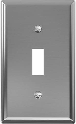ELEGRP Toggle Light Switch Stainless Steel Wall Plate, 1-Gang Metal Switch Cover, Standard Size Toggle Switch Covers, Faceplates for Switch Device, ETL Listed, Color-matched Screws Included, 1 Pack