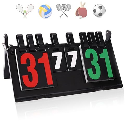 Honicemar Waterproof Sports Scoreboard Portable Flip 6 Digit Score board plastic Scorer - Black, for Sports Competition Football Basketball Tennis Rugby Table Tennis Badminton Score Keeper and More- C