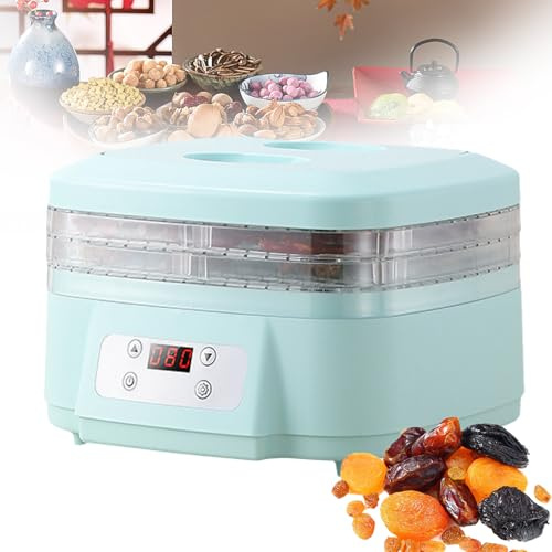 Machine De Lyophilisation, Machine De Séchage De Viande 6/8 Couches avec 6 Plateaux, Flux d'air à 360 ° pour La Maison, Température Réglable 35-70 ℃ Et Minuterie 48h 3-Layer