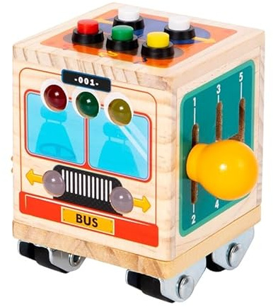 KAUZA Montessori Aktivitätswürfel, 6-seitiger Lernwürfel für Kinder ab 3 Jahre, Motorik-Spielzeug aus Holz