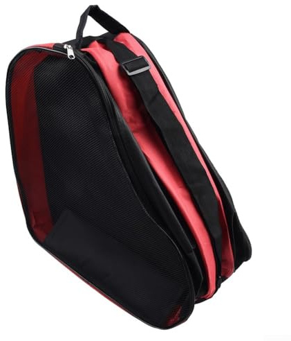 Bolsa de transporte de nailon para zapatos de patinaje en línea, casco y organización de equipo (rojo)