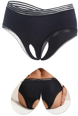 ohyeahlady Womens Sexy French Knickers Hollow Out Mesh Trim Hipster Panties for Women Cheeky Bikini Briefs Ladies Underwear Size 18