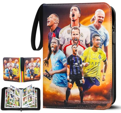 Álbum Cartas de Fútbol,4 Bolsillos y 50 Pág para Coleccionista