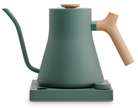 Fellow Stagg EKG Pro, elektrischer Wasserkocher mit Schwanenhalstülle - Übergießen von Kaffee und Tee, rasches Aufheizen - EU Rauchgrün mit Ahorngriff