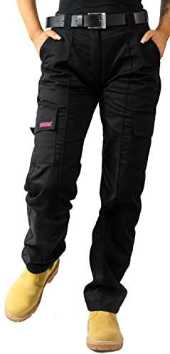 SITE KING Ladies Cargo Combat Work Trousers Sizes 10 to 20 (14, Black)