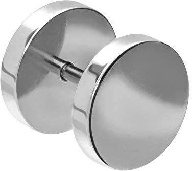 PIERCINGLINE Tappo in acciaio chirurgico | FAKE PLUG rotondo | Piercing tunnel per orecchio | colori e dimensioni a scelta, acciaio chirurgico 316L