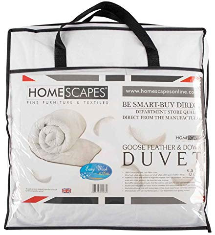 HOMESCAPES Couette Enfant 120x150 cm, Couette Naturelle en Plumes et Duvet d’oie 330 g/m²