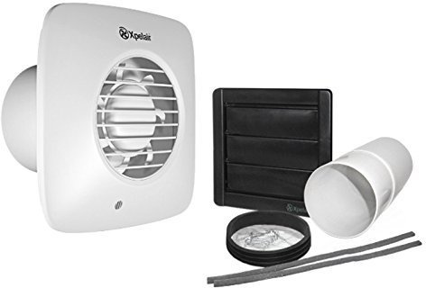 Xpelair Simply Silent LV100TS Square 100mm Timer Fan with Wall Kit, White