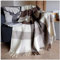 Linen & Cotton Flauschige, Anschmiegsame und Warme Decke Wolldecke Kariert Wohndecke Kuscheldecke Devon - 100% Reine Neuseeland Wolle, Braun/Beige/Natur/Weiß (140 x 200 cm), Sofadecke/Tagesdecke