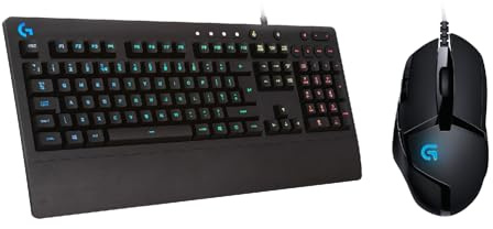 Logitech G213 Prodigy Gaming Keyboard, Black with G402 Gaming Mouse Hyperion Fury with 8 Programmable Buttons, Black