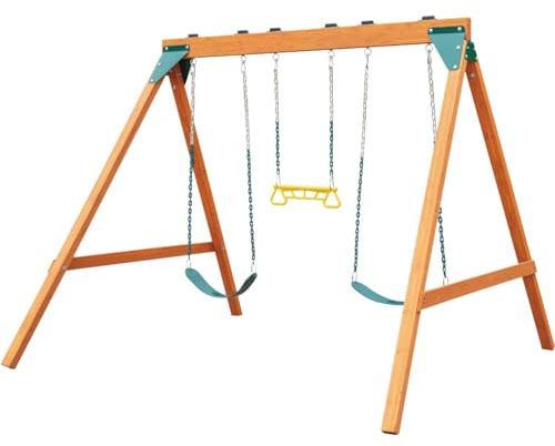 Swing-N-Slide PB 8360 Ranger Wooden Swing Set with Swings, Brown (Amazon Exclusive)