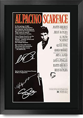 HWC Trading A3 FR Scarface Movie PosterAl Pacino Steven Bauer Michelle Pfeiffer Signed Gift FRAMED A3 Printed Autograph Film Gifts Print Photo Picture Display…