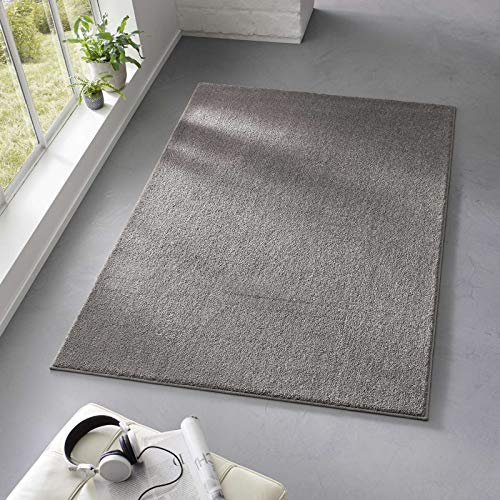 Taracarpet Teppich Kurzflor weicher Designer Uni Bodenbelag Madrid fürs Wohnzimmer, Kinderzimmer, Schlafzimmer und die Küche geeignet Anthrazit Dunkelgrau 280x380 cm