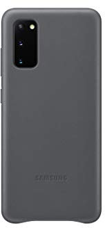 Samsung Leather Smartphone Cover EF-VG980 für Galaxy S20 | S20 5G Handy-Hülle, echtes Leder, Schutz Case, stoßfest, premium, grau