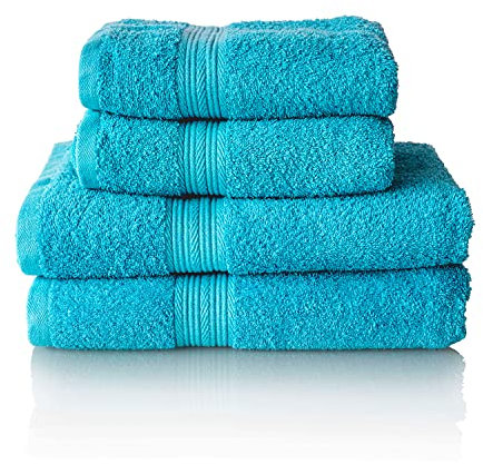 Glart Premium Frottier Handtuch Set, Frotteeserie in 6 Farben und 5 Größen, Farbe: TÜRKIS,2X Duschtücher 70x140 cm und 2X Handtücher 50x100 cm