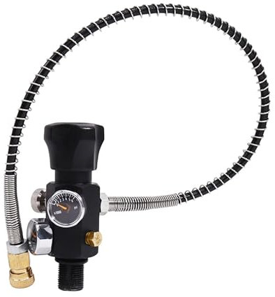 TUXING 4500PSI Paintball Fill Station Pcp Pistola ad aria compressa Valvola di ricarica Dual Gauge Fino a 4500psi con tubo ad alta pressione da 24 pollici