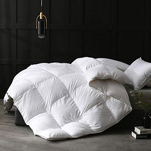 APSMILE Winter Bettdecke 220x240cm, Daunendecke 220x240cm, Hotel Collection Duvet mit Gänsedaunen und Gänsefedern, Geeignet für Doppelbett mit Wärme Natur Daunen Bettdecke, 8 Eckregister (Weiß,2005g)