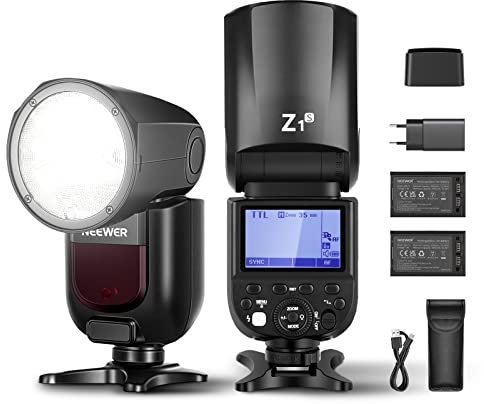 NEEWER Z1-S TTL Blitzgerät Kompatibel mit Sony 76Ws 2,4G 1/8000s HSS Blitz mit Einstelllampe, Blitzlicht mit 2 x 2600mAh Lithium Akkus, USB Ladegerät, 480 Aufnahmen mit voller Leistung, 1,5s Recycling