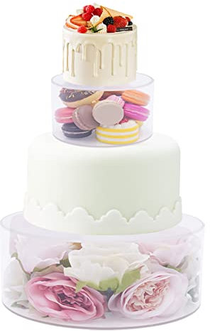 2 Set Transparente Display Box rund Kuchen-Schnuller Klar Display Box Stand,Acryl Fillable Cupcake Tower,Display Party Dekor(10 Dx4 H Zoll, 6 Dx4 H Zoll)