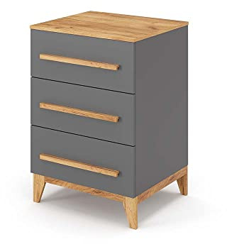 VitaliSpa Kommode Malia, Grau, 53.4 x 88 cm, zur Aufbewahrung von Kleidung und Spielzeug im Kinderzimmer