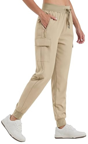 WILLIT Pantalones de trekking para mujer, pantalones de jogging, pantalones cargo, pantalones de senderismo ligeros, de secado rápido, impermeables, pantalones de trabajo para exteriores, color caqui