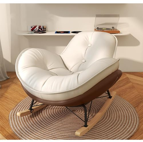 LOERSS Chaise longue, Glider, chaise à bascule pour chambre d'enfant, chaise d'appoint pour le salon, fauteuil à dossier haut, siège rembourré, chaise longue pour le bureau (marron)