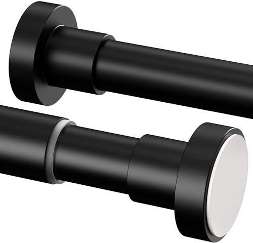 1 Stück Duschstange ohne Bohren Edelstahl Duschvorhangstange,Teleskopstange für Balkon,Duschvorhang(62-85cm，φ25mm，Schwarz）