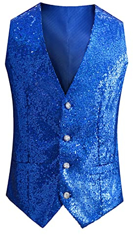 Gilet À Paillettes Argentées Col En V Matelassé Simple Boutonné Pliable Hip Hop