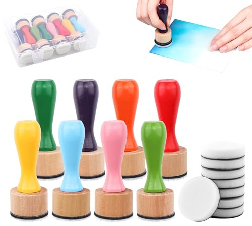 Briartw 8-färgs verktygssats med skumapplikatorer och förvaringslåda för hantverk, scrapbooking, korttillverkning, pappershantverk – ergonomiskt handtag och stark krok och ögla fastsättning