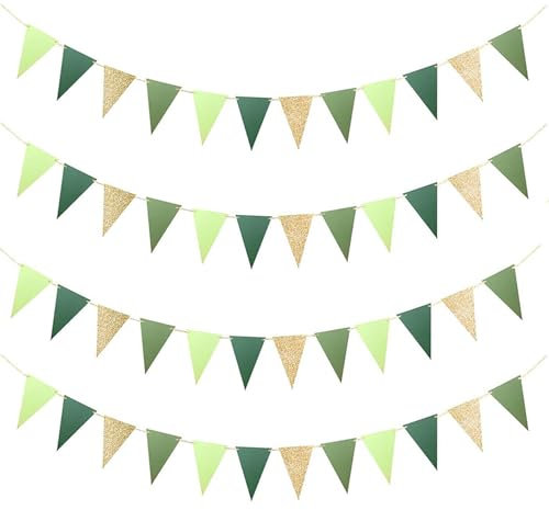 Bandierine Triangolari Verde (4 set), Bandierine Triangolari, per Decorazioni Compleanno, la festa della mamma, festa di nozze
