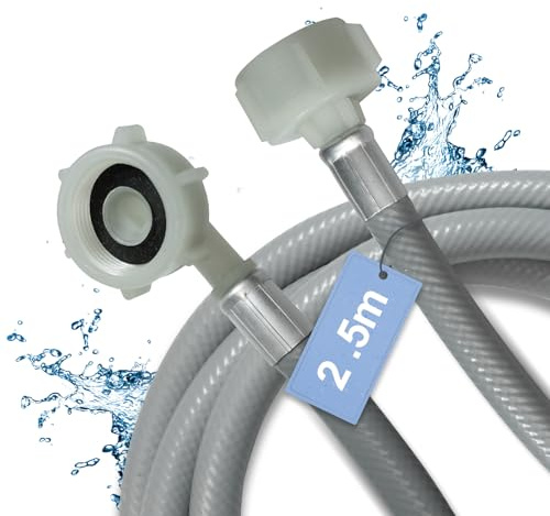 D.I. Accessa Tuyau d'eau de 2.5m Tuyau d'arrivée d'eau 3/4 pouces droit/angle 90 degrés pour lave-linge lave-vaisselle 2556644 Compatible avec EUROMAID Lave-vaisselle E14DWX Midea